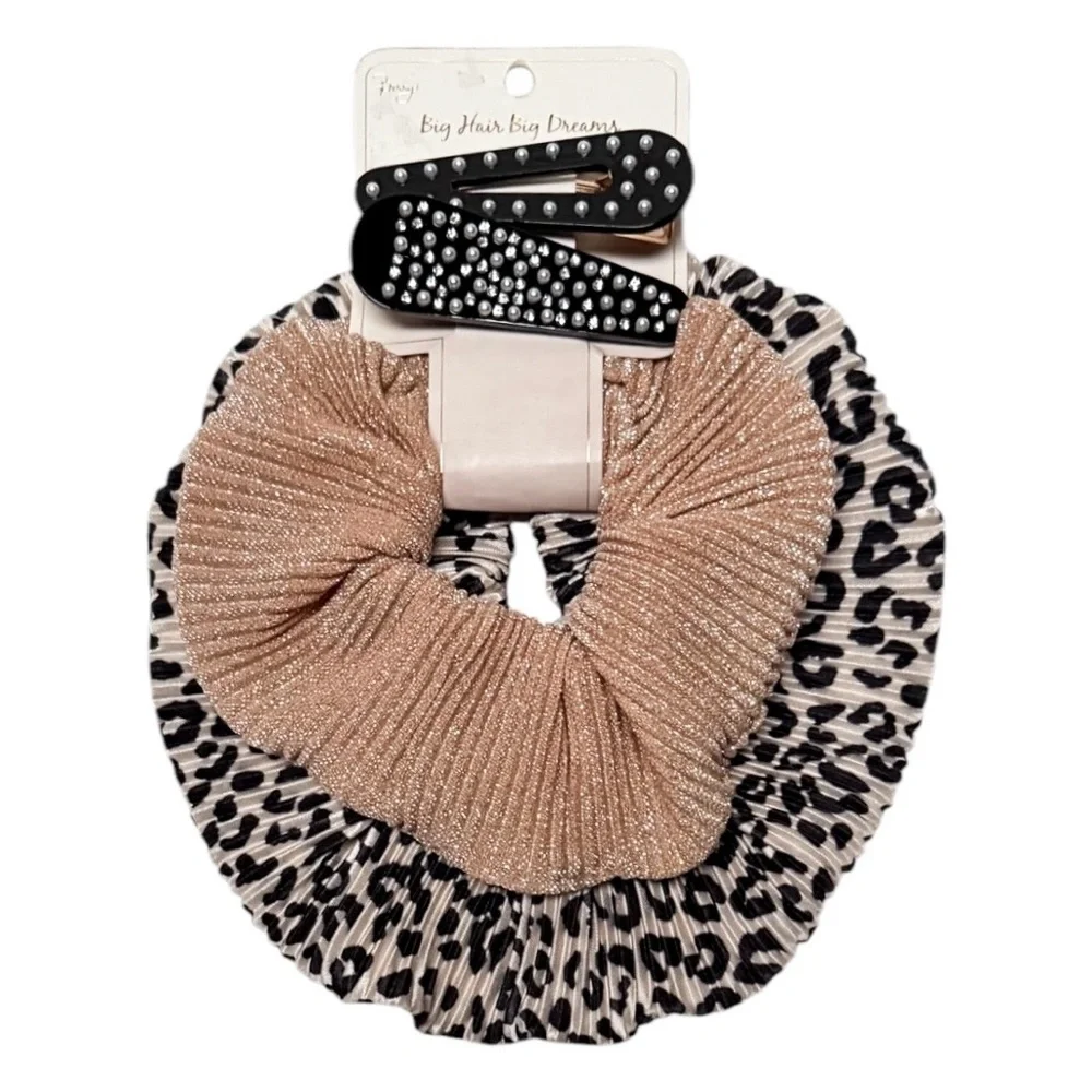 Nordstrom Hair Accessories Bundle Of 3 Scarf Scrunchie, Hair Coils And Clips
